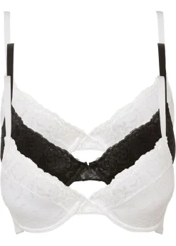Sujetador push-up con encaje fino (3 unidades) Mujer Lencería