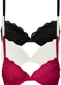 Outlet Sujetador push-up con encaje fino (3 unidades) Mujer Sujetadores De Copa E A H|Sujetadores