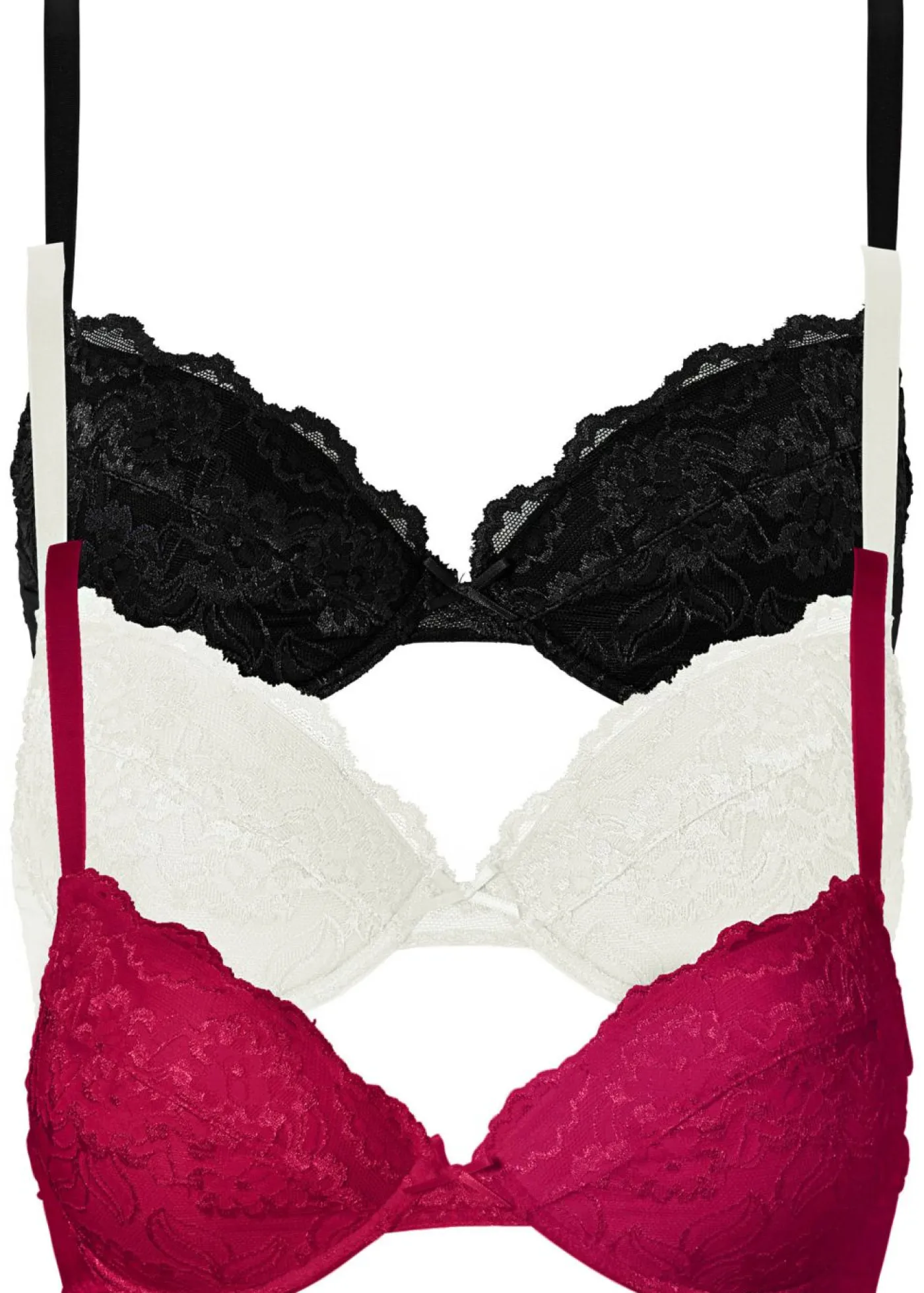 Outlet Sujetador push-up con encaje fino (3 unidades) Mujer Sujetadores De Copa E A H|Sujetadores