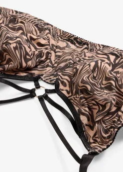 Outlet Sujetador reductor con detalles decorativos y malla estampada Mujer Lencería|Sujetadores De Copa E A H