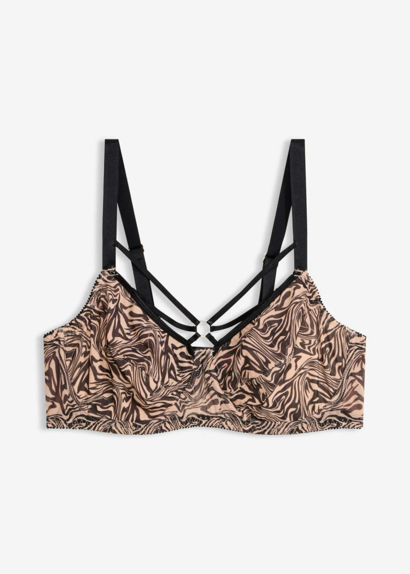 Best Sujetador reductor con detalles decorativos y malla estampada Mujer Novedades|Novedades