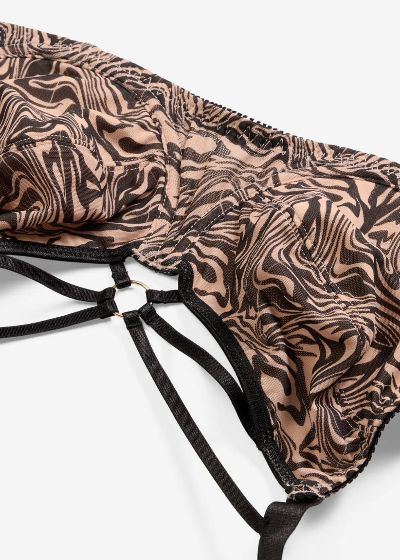 Best Sujetador reductor con detalles decorativos y malla estampada Mujer Novedades|Novedades
