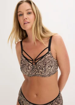 Best Sujetador reductor con detalles decorativos y malla estampada Mujer Novedades|Novedades