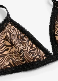 Outlet Sujetador triangular sin aros con malla estampada Mujer Lencería|Sujetadores
