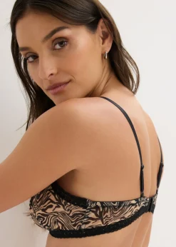 Outlet Sujetador triangular sin aros con malla estampada Mujer Lencería|Sujetadores