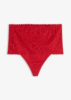 Best Tanga con efecto moldeador medio y encaje de corazones Mujer Ropa Interior Moldeadora|Bragas