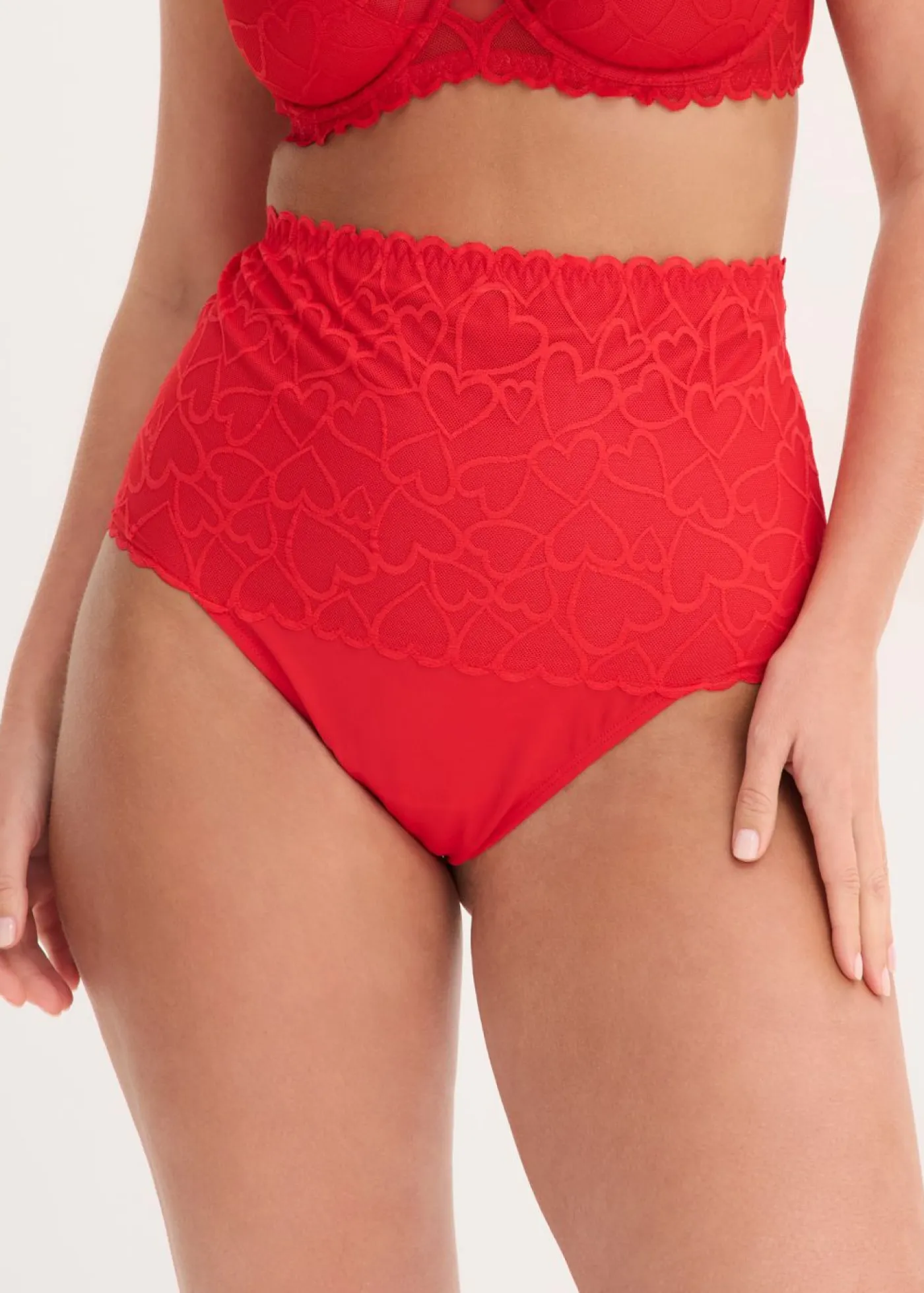 Best Tanga con efecto moldeador medio y encaje de corazones Mujer Ropa Interior Moldeadora|Bragas