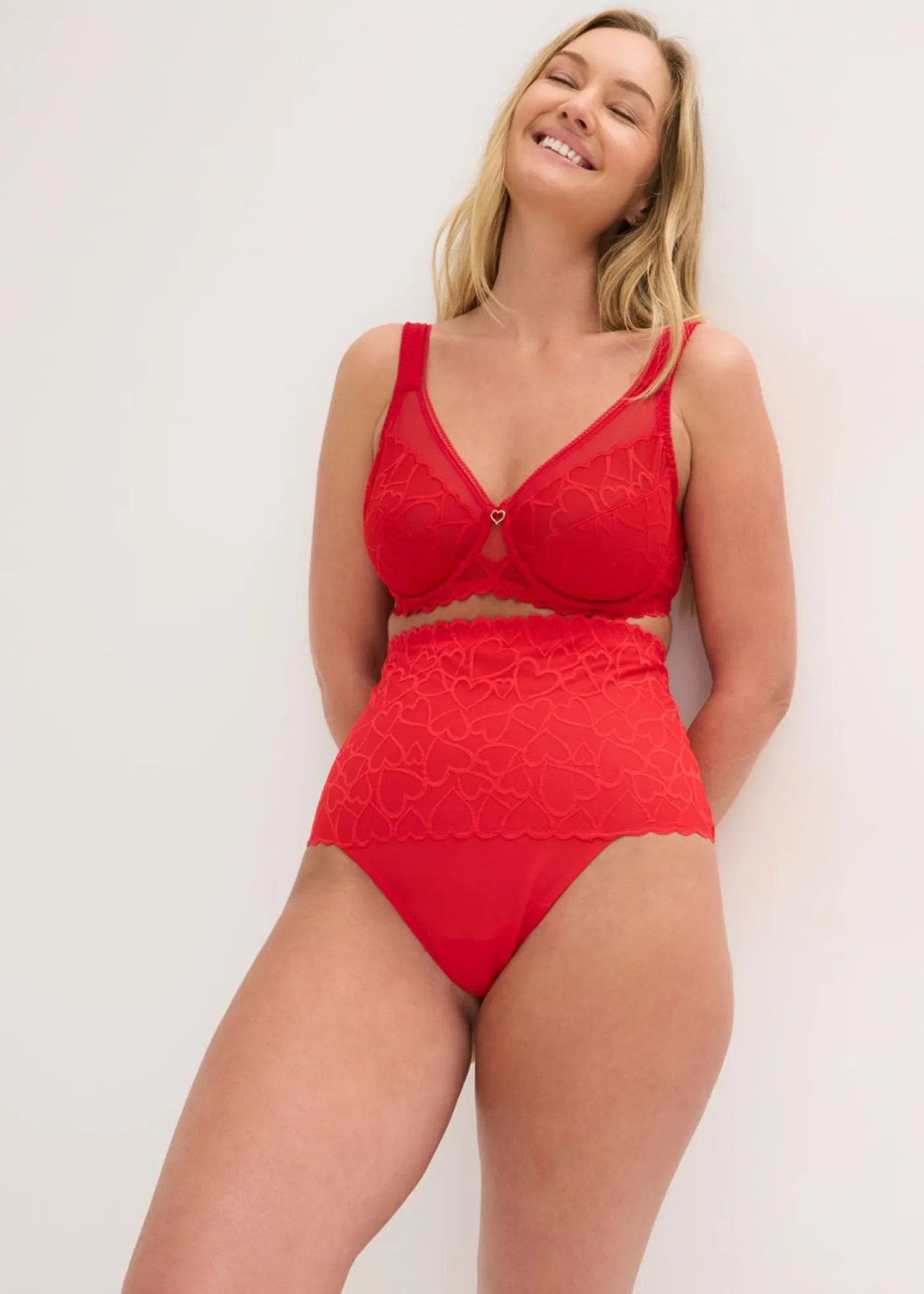 Best Tanga con efecto moldeador medio y encaje de corazones Mujer Ropa Interior Moldeadora|Bragas