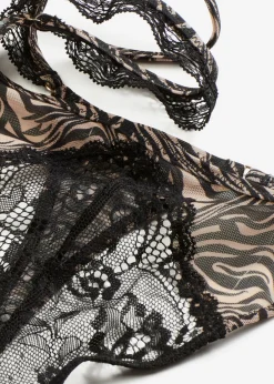 Best Tanga con malla estampada Mujer Lencería|Bragas