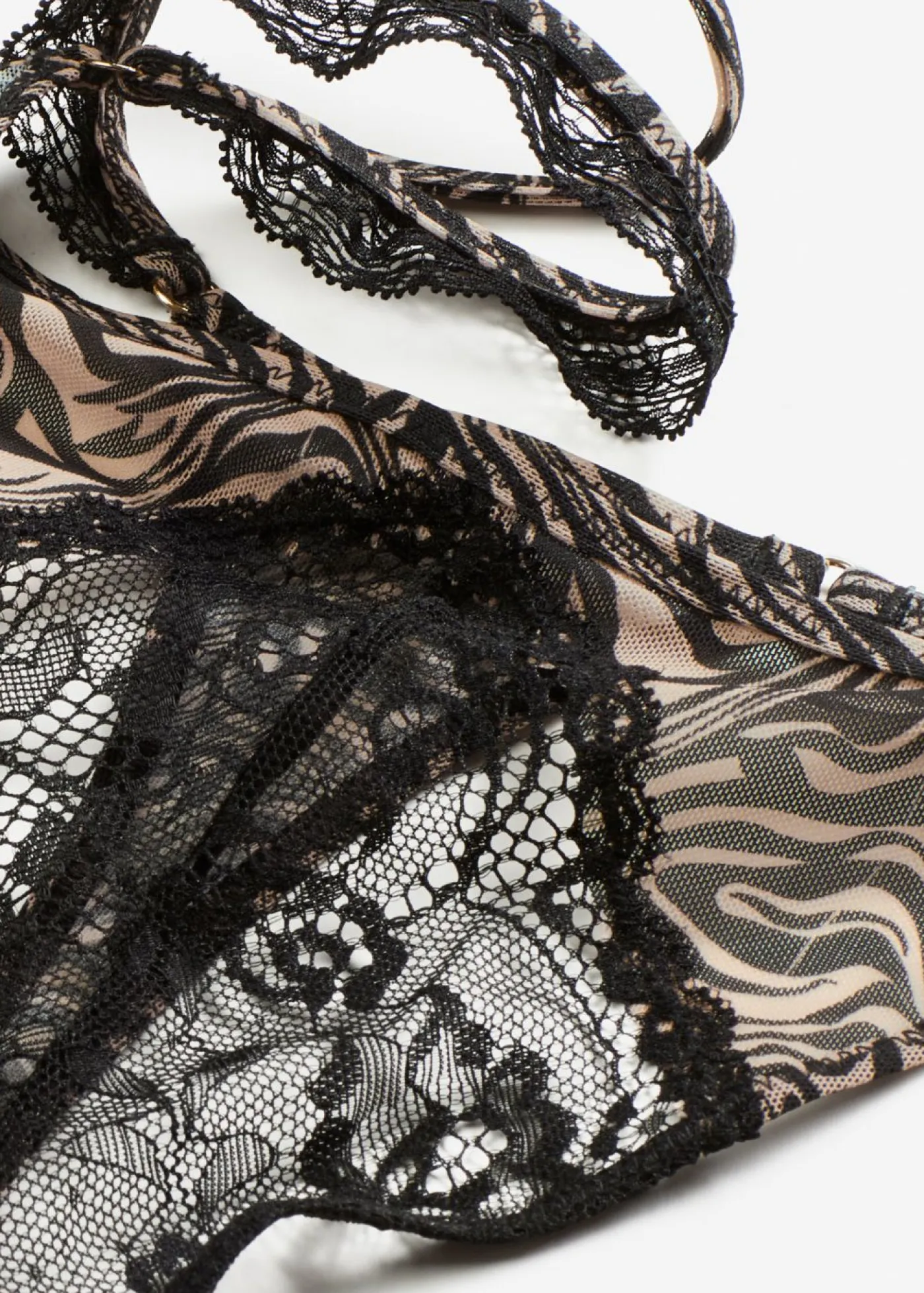Best Tanga con malla estampada Mujer Lencería|Bragas