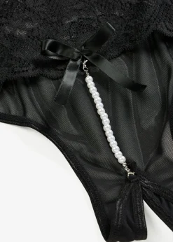 Online Tanga de talle alto con abertura y cadena desmontable Mujer Lencería Sexy