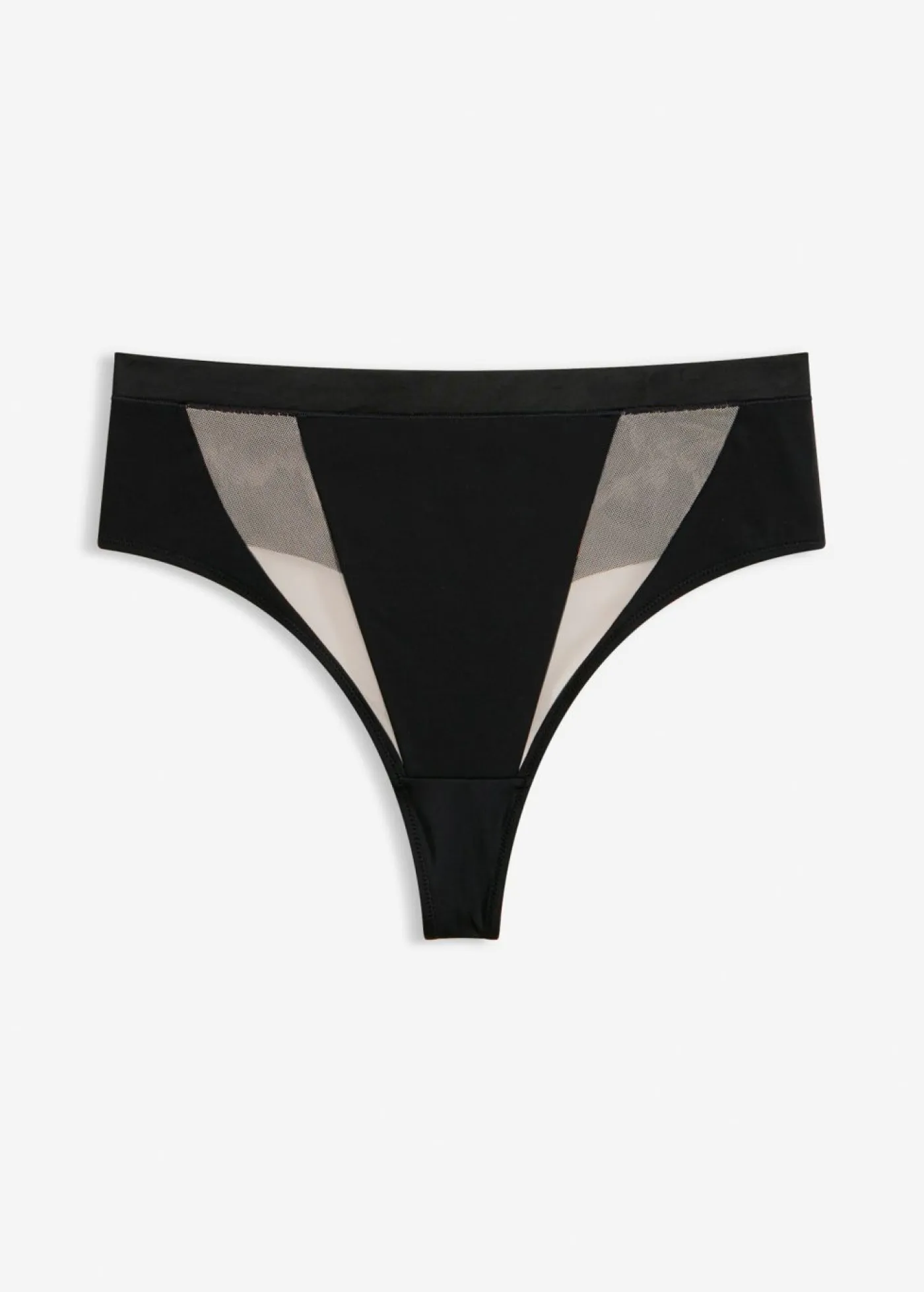 Best Tanga de talle alto con insertos transparentes Mujer Lencería|Bragas