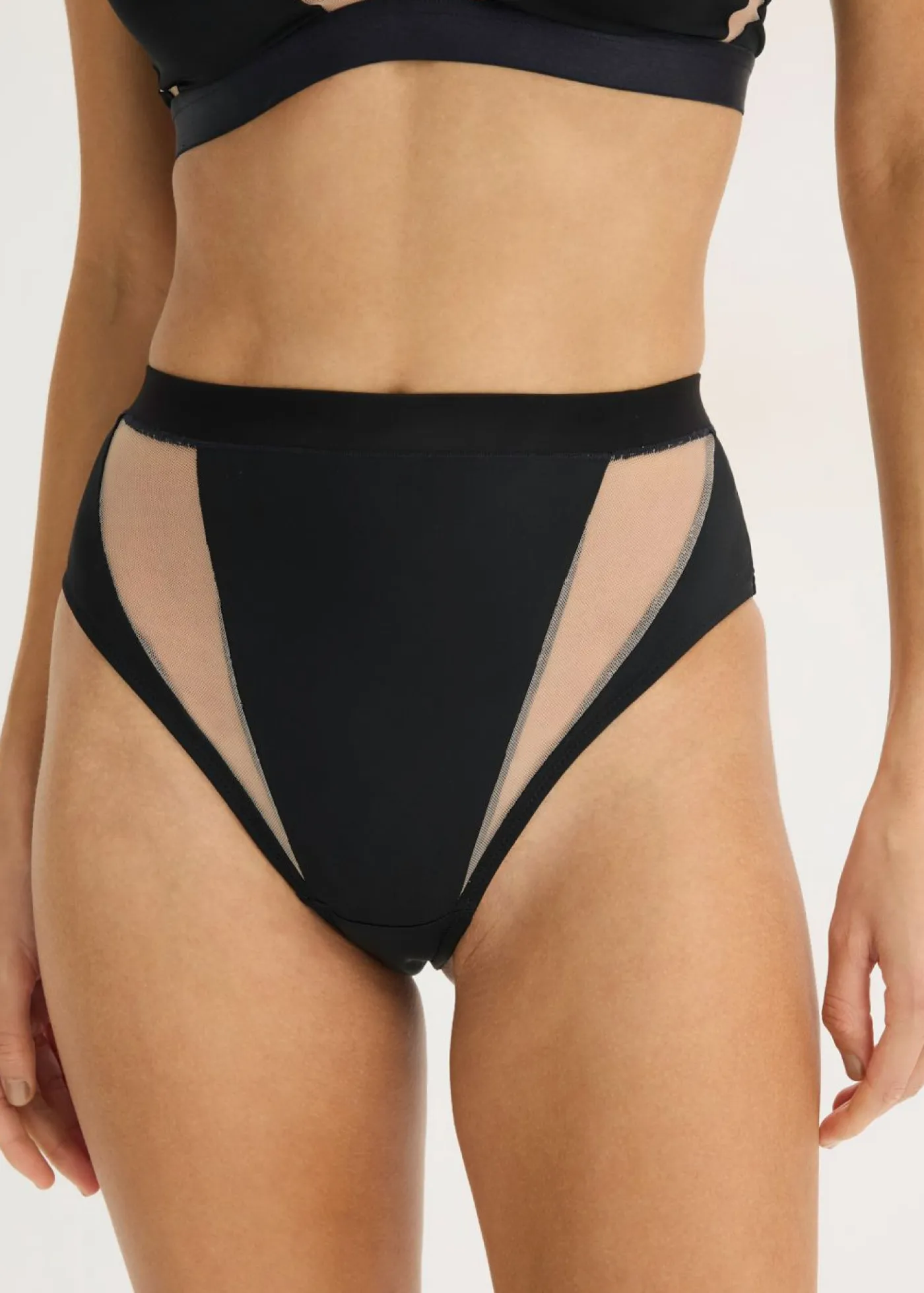 Best Tanga de talle alto con insertos transparentes Mujer Lencería|Bragas
