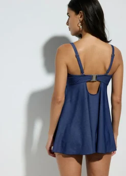 Sale Tankini largo (2 piezas) con aspecto vaquero Mujer Copas Grandes (D-G)|Tankinis