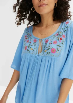 Túnica arrugada de viscosa suave Mujer Camisas Y Blusas