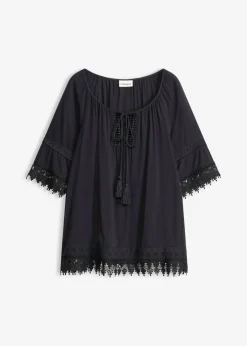Clearance Túnica con encaje de viscosa suave Mujer Camisas Y Blusas|Novedades