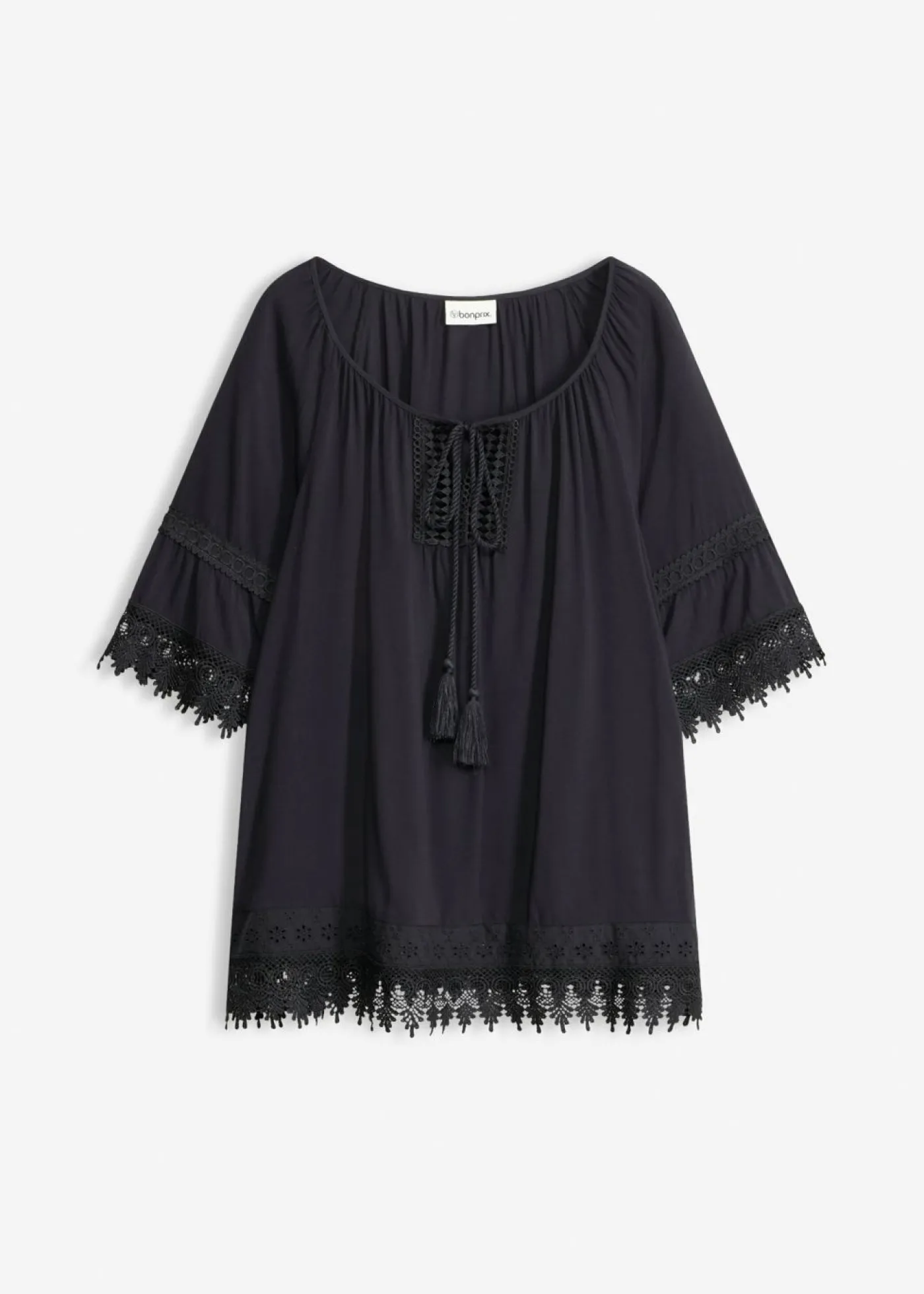 Clearance Túnica con encaje de viscosa suave Mujer Camisas Y Blusas|Novedades
