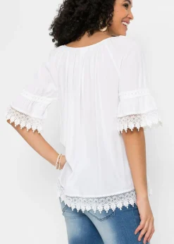 Clearance Túnica con encaje de viscosa suave Mujer Camisas Y Blusas|Novedades