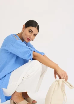 Túnica con estructura y cinta de encaje Mujer Camisas Y Blusas