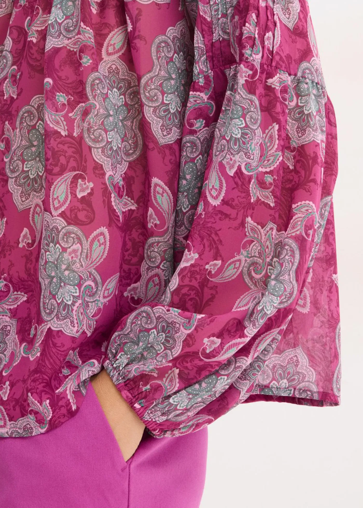 Outlet Túnica de gasa con patrón paisley Mujer Camisas Y Blusas