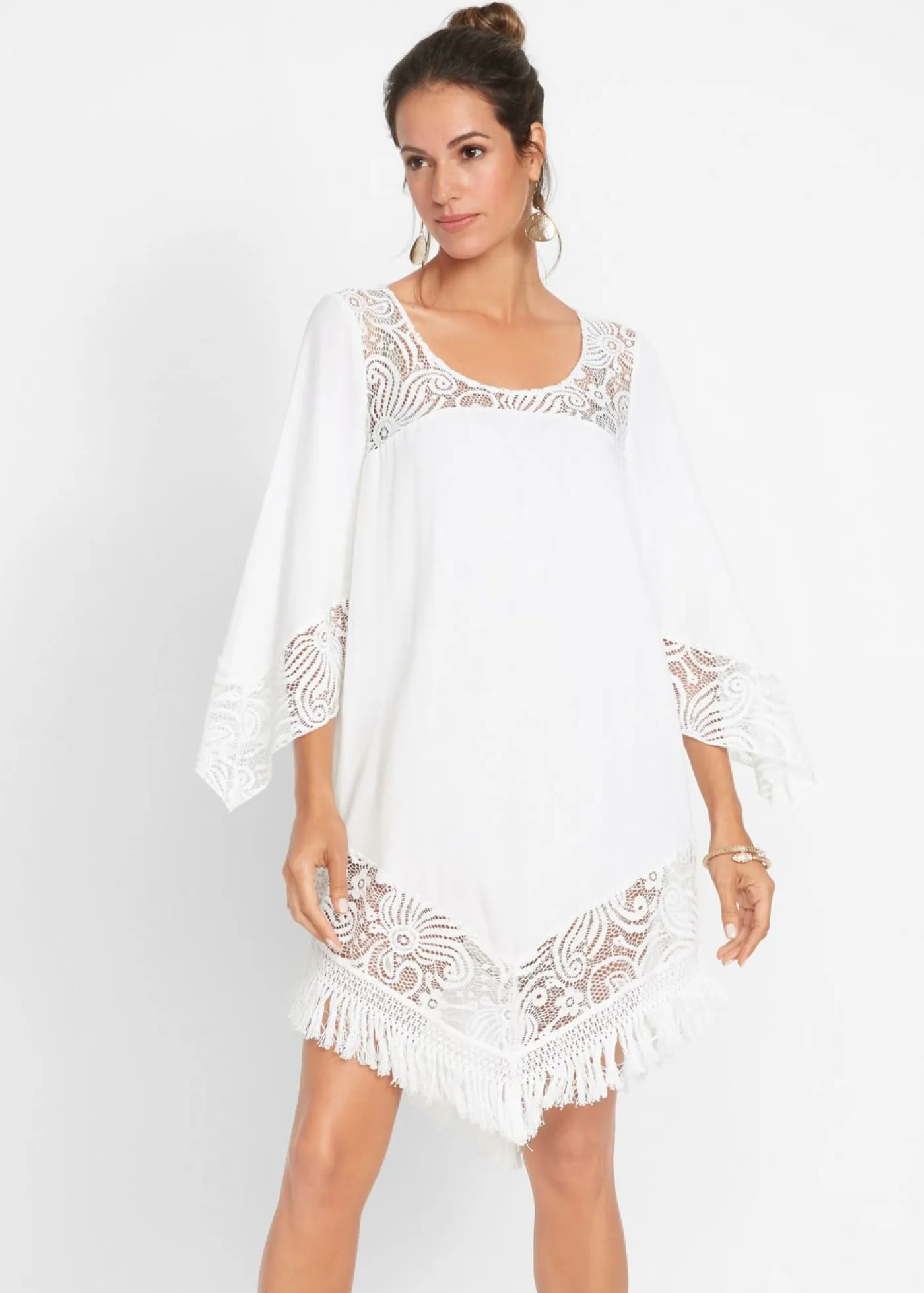 Outlet Túnica de playa con encaje de viscosa Mujer Ropa De Playa|Camisas Y Blusas