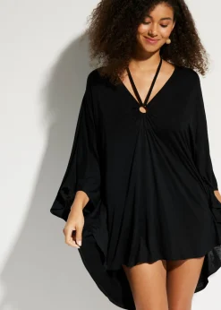 Outlet Túnica de playa transparente de viscosa Mujer Ropa De Playa|Vestidos