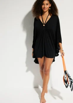Outlet Túnica de playa transparente de viscosa Mujer Ropa De Playa|Vestidos