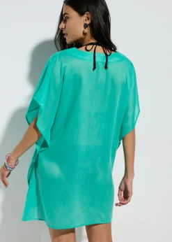 Sale Túnica de playa transparente con escote en V Mujer Ropa De Playa|Camisas Y Blusas
