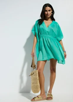 Sale Túnica de playa transparente con escote en V Mujer Ropa De Playa|Camisas Y Blusas