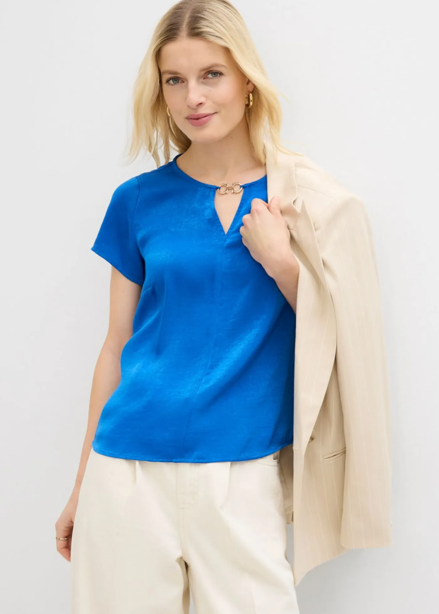 New Túnica de satén fino Mujer Camisas Y Blusas|Novedades