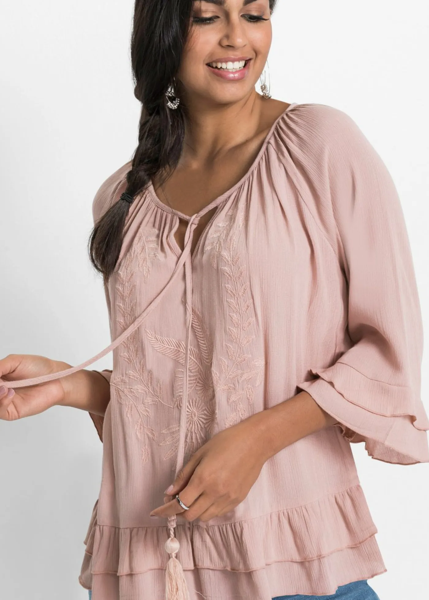 Túnica de viscosa suave Mujer Camisas Y Blusas