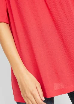 Hot Túnica larga con efecto arrugado media manga Mujer Camisas Y Blusas
