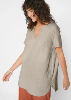 Hot Túnica larga de muselina de algodón puro Mujer Camisas Y Blusas