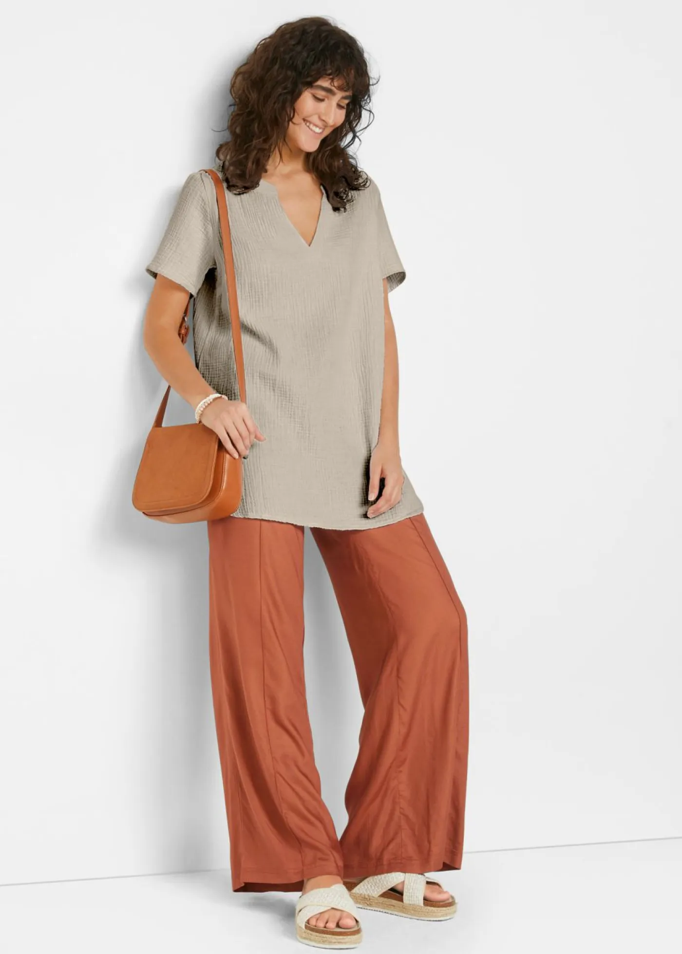 Hot Túnica larga de muselina de algodón puro Mujer Camisas Y Blusas