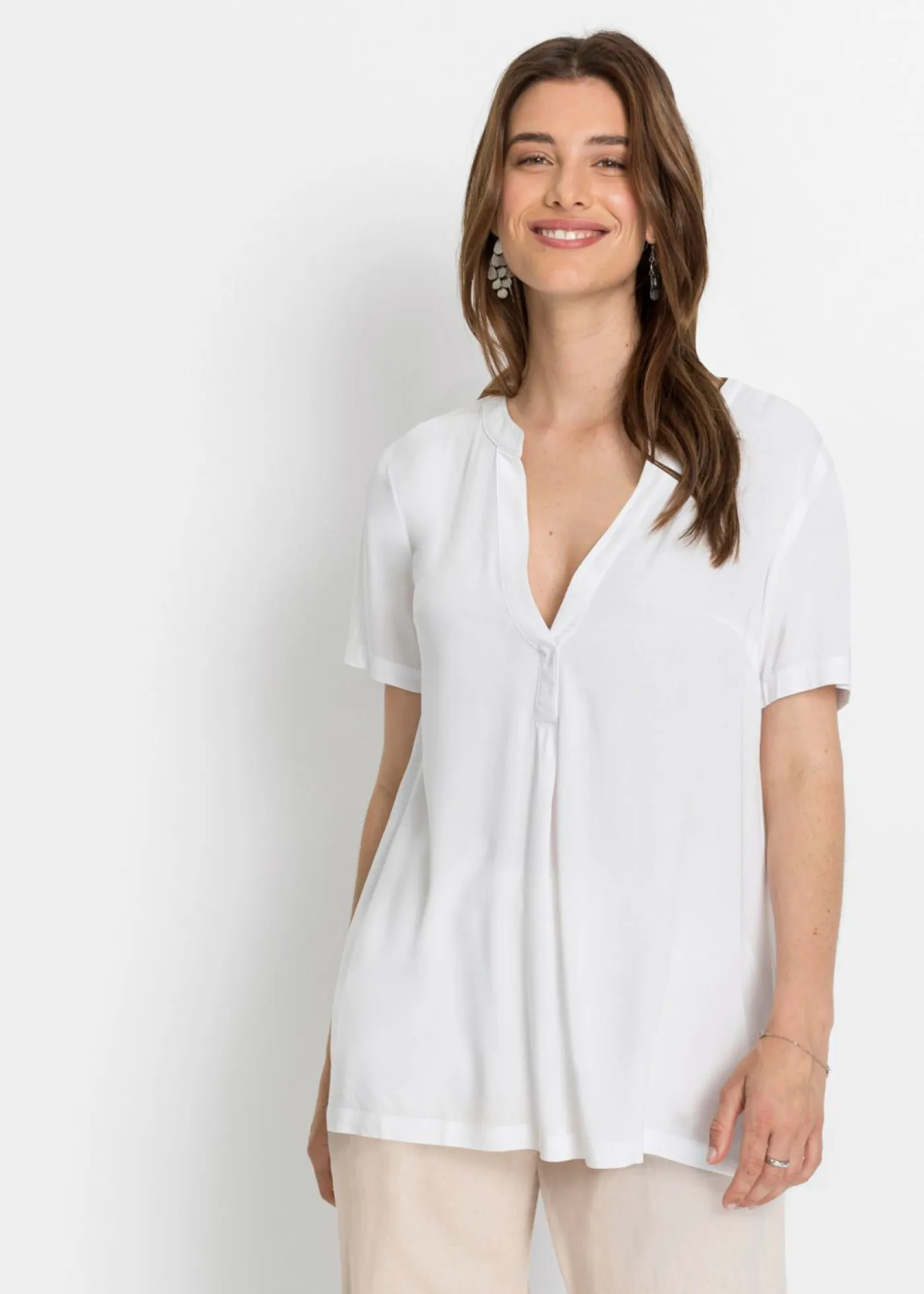 Túnica larga de viscosa sostenible Mujer Camisas Y Blusas