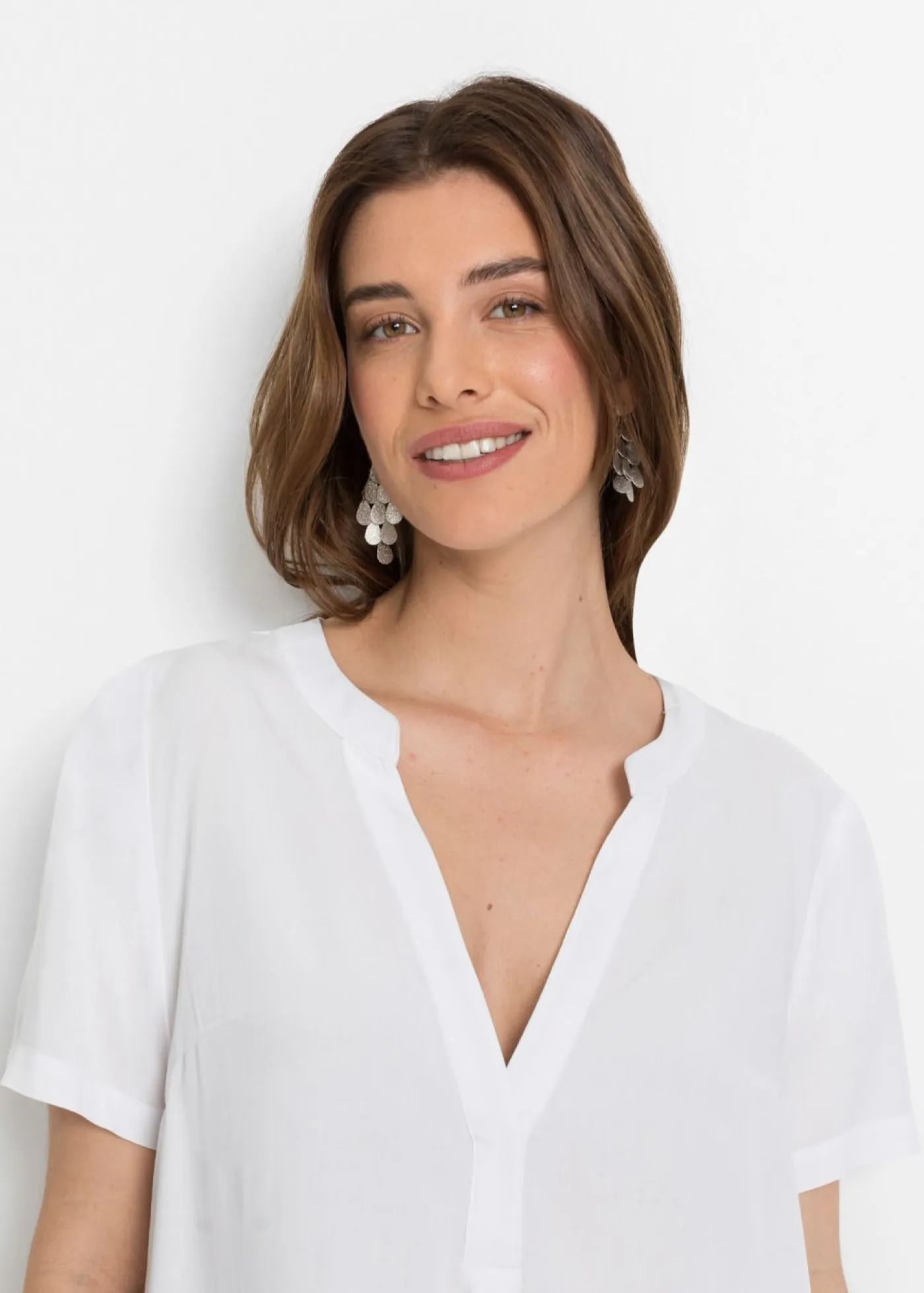 Túnica larga de viscosa sostenible Mujer Camisas Y Blusas