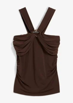 Clearance Top anudado al cuello con hebilla decorativa Mujer Camisetas