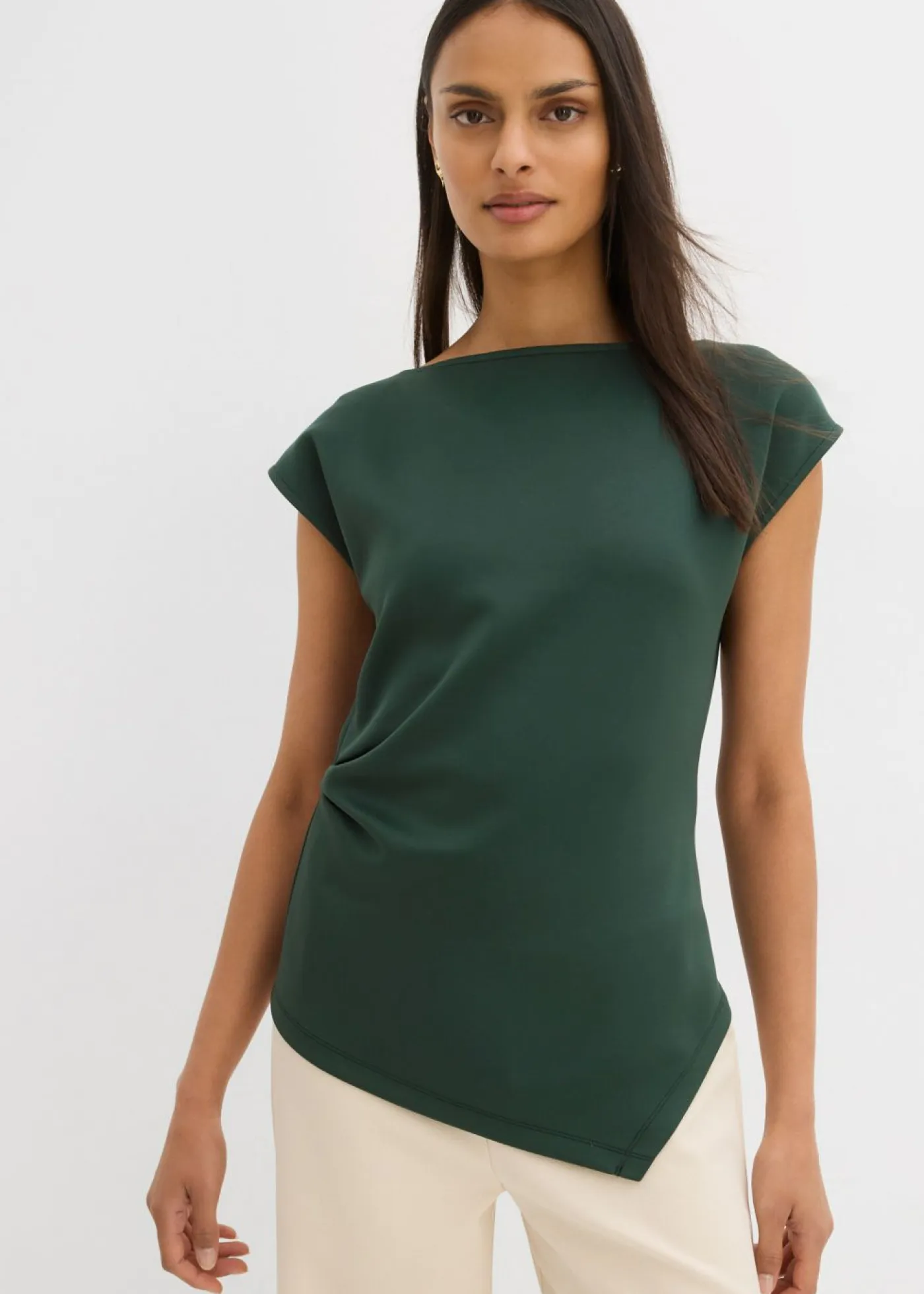 Best Top asimétrico de cómodo tejido de neopreno Mujer Esenciales|Camisetas