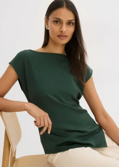 Best Top asimétrico de cómodo tejido de neopreno Mujer Esenciales|Camisetas