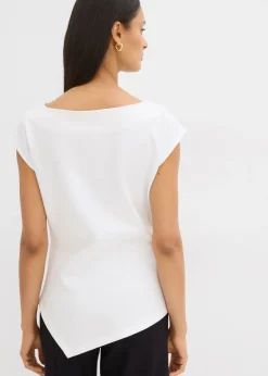 New Top asimétrico de cómodo tejido de neopreno Mujer Esenciales|Camisetas