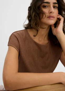 Top asimétrico de crepé ligero Mujer Camisetas
