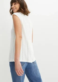 Top con bordado calado Mujer Camisetas|Novedades