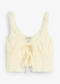 Online Top con cordones de aspecto estructurado Mujer Camisetas