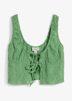 Online Top con cordones de aspecto estructurado Mujer Camisetas