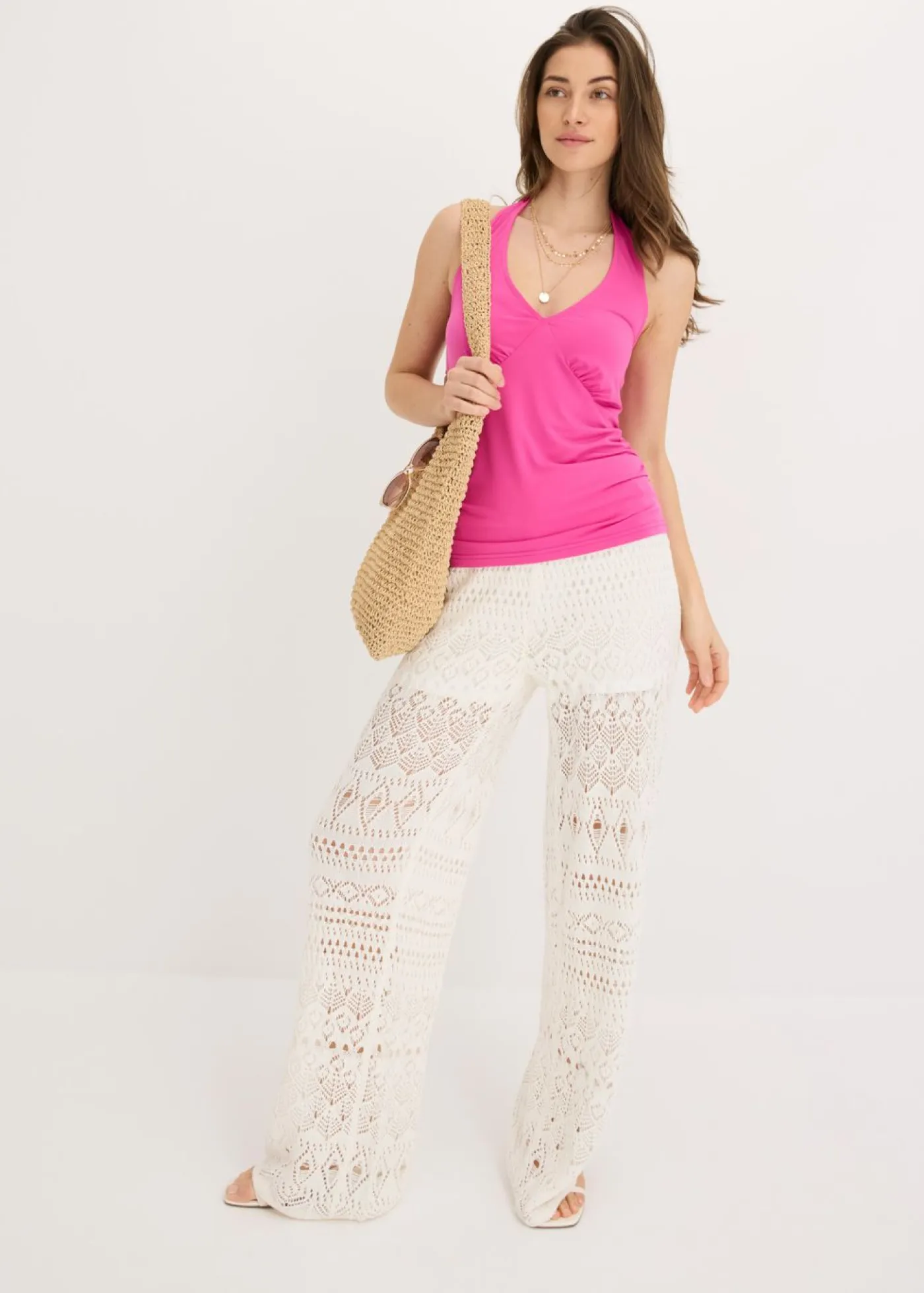 Online Top con cuello halter y escote pronunciado Mujer Camisetas