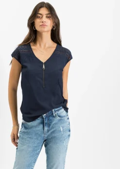 Top con hombros de encaje Mujer Camisetas
