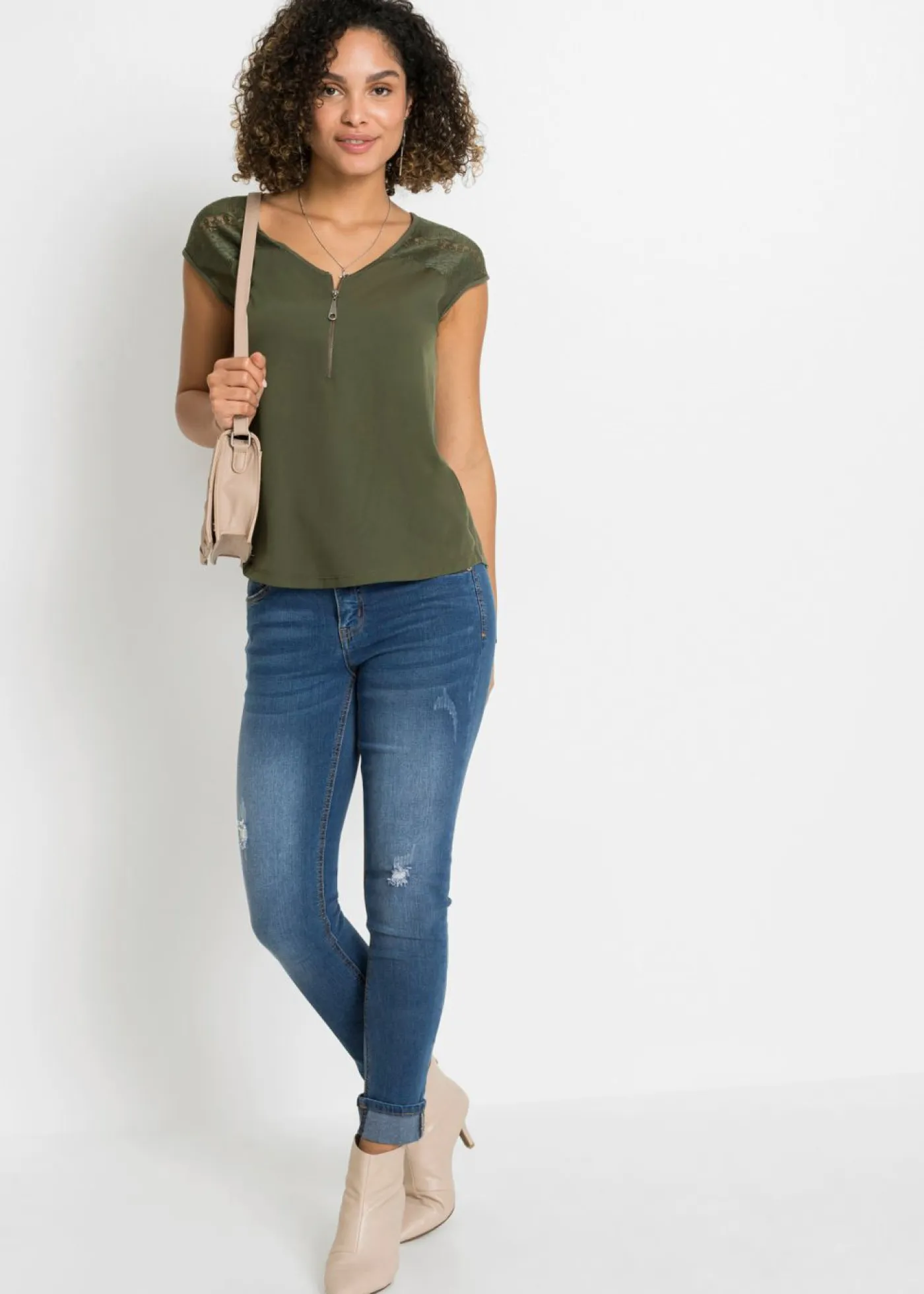 Sale Top con hombros de encaje Mujer Camisetas