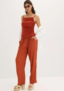 Hot Top con tirantes finos y fruncidos Mujer Camisetas