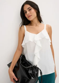 Outlet Top con tirantes finos y satén brillante Mujer Camisas Y Blusas|Camisetas