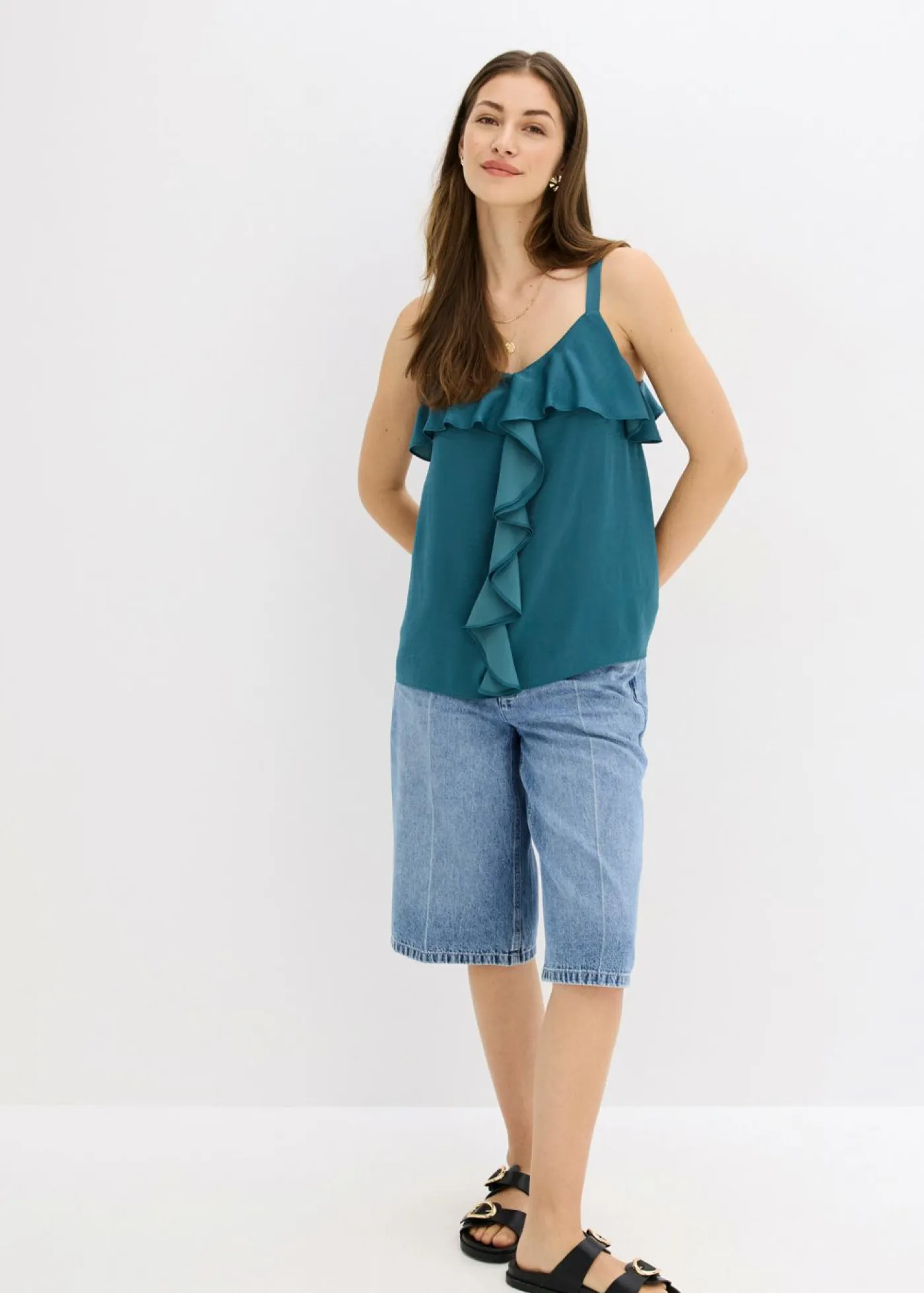 Online Top con tirantes finos y satén brillante Mujer Camisas Y Blusas|Camisetas